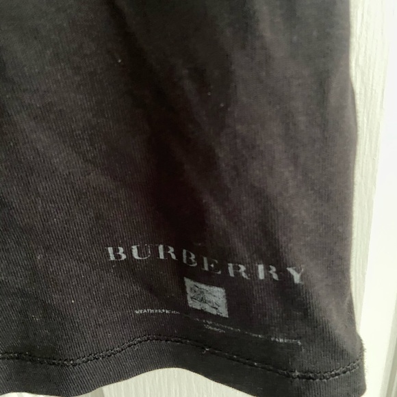 Burberry 3/4 black tee with plaid elbow cuff - Picture 2 of 4